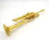 New Arrival Bb Trumpet brush gold plated Yellow Brass Bell Professional Musical instrument With Case 4946283