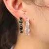 Baguette Cubic Zirconia Hoop Earring Luxury Sparking Bling Gold White Black Color Cz Classic Modern European Women Cz Hoops T190625