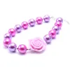 baby girls chunky bubblegum beads necklace purple+pink pearl beaded necklace handmade flower necklace for kids