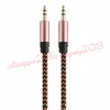 CAR O AUX Extention Cable Nylon flätad 3ft 1M Knutad extra stereo Jack 3,5 mm manlig ledning för smart telefon8669304