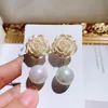 Wholesale-designer luxury cute elegant flower pearl pendant drop stud dangle chandelier earrings for woman girls