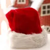 Gorro de Papá Noel rojo de felpa gorro de Navidad grueso invierno cálido gorro de Papá Noel de felpa Navidad adultos adornos navideños sombreros T2I5573