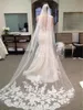 Bridal Wedding Veil with Appliques Edge Tulle Long Cathedral Wedding Veil Bridal Veil with Comb veu de noiva Hot Sale