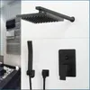 Bathroom Rainfall shower faucet Luxury Black Wall Mounted Sets 8/10/12 inch Black Finished Head & Hand Shower Sets