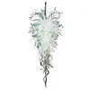 かわいい白と緑のムラノシャンデリアの結婚式の装飾的な吹きガラス大ペンダントランプアートデザインされた現代の水晶光、LR1131