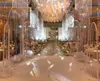 120cm / 180cm lång / 5pcs / set) Partihandel Grand Portable Hotel Party Event Stage Dekoration Trä guld Painetd Acrylic Lotus Wedding Backdrop