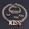 New Fashion Bridal Gift Nigerian Wedding African Beads Dubai Gold color Crystal Kiss Red Lips Jewelry Set