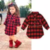 Bébé filles robes nouveauté 0-5Y nouveau-né enfants rouge Plaid princesse fête à manches longues robe ceinture vêtements