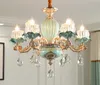 Nordic Chandelier lustre cristal Blue Ceramic Chandeliers Light Dining Room crystal ceiling Bedroom Lamp Living Room Chandelier