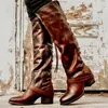 Gorąca sprzedaż-kucyk obcas Euro kobiety sznurowane buty do kolan amerykański trend kobieta zasznurować zachodnie buty buty na wysokim obcasie dla pań zyxdk2