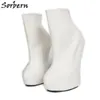 Sorbern White Matt Ankle Boots Hof Houe Soules Haux de mode Plataforma Talons Club High Heels Sexy Fetish Talons