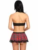 Hot Cosplay Mini Skirt Kvinnor Sexig Underkläder Set Schoolgirl Lace Plaid Student Uniform Roll Spel Sex Kostym Outfit Porrkläder