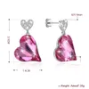 Heart-shaped Hanging Real Crystal S925 Sterling Silver Stud Earrings Classic Purple Diamond Party Elegant Chandelier Jewelry Brand POTALA329