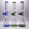 18In Color Beaker Glass Bong Smoking Pipe Double Recycler Bong with 1 Clear Downstem 1 clear Bowl