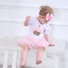 Moda Bebek Kız Tutu Elbise Seti 2 ADET Bebek Yürüyor Dantel Bodysuit Vaftiz Bebek Ruffled Romper Set