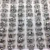 wholesale 50pcs/Lot Silver/Gold Plated Skull Rings Punk Rock Skeleton Ring for Men Women Fashion Jewelry mix styles brand new biker