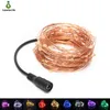 12V DC Golden Copper Wire LED String Light 10M-100LED 20M-200LED 30M-300led Vattentät julljus för semesterfest dekoration