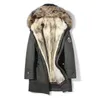 High quality natural coyote fur lining long parka with brown raccoon fur trim men fur jackets YKK ZIPPER Cold resistant snow parkas