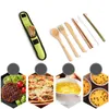 7 pcs eco-friendly bambu flatware cutelaria cutelaria conjunto portátil de palha de bambu conjunto com pano saco facas garfo colher