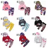 Baby Designer Clothes Infant Girls Hooded Tops Pants 2pcs Sets Flower Newborn Tracksuits Toddler Outfits Baby Boutique Clothing 4Lots DW4805