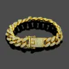 13 mm 6/7/8/9/10 tum HipHop Guld Silver Roseguld Simulerad Iced Out Miami Cuban Link Chain Armband