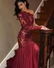 Burgundy Lace Mermai Sukienki bal maturalne 2020 Nowy projekt niestandardowy Made One ramię długie rękaw formalne wieczorne suknie imprezowe vestidos de fies1713766