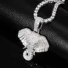 Nouvelle mode personnalisée Real 18k Gold Bling Diamond Diamond Elephant Head Hip Hop Pendant Collier Cumbic Zirconia Jewelry pour hommes pour hommes