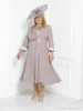 Vintage Plus Size Short Mother Off Bride Dresses 3/4 Długie Rękawy z długą kurtką Długość Herbata Ślub Specjalne okazje suknie wieczorowe