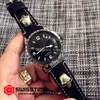 Saldi M79910 Orologio da uomo automatico Retro Totem intagliato Cassa in acciaio Quadrante nero Pelle nera con teschio argento Linea bianca SwissTime B82c3