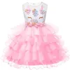 kids designer clothes girls Sleeveless Unicorn Ruffle Beading Floral Mesh Lace Tulle Tutu Dresses Princess Cosplay Flower Party Dress BY0798