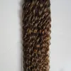케라틴 퓨전 스틱 I 팁 인간의 머리카락 확장 200s 보세 손톱 레미 헤어 익스텐션 Viegin Indian Kinky Curly Hair # 6 Medium Brown
