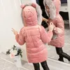 Retail kids winter coats girls Designer Jackets girl Pink Princess Thicken Cotton Parka Coat Children Hooded Velour Outwear boutiq8516066