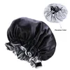 36cm Adjust Elastic Band Solid Satin Bonnet Hair Styling Hair Care Women Night Sleep Hat Head Wrap Shower Cap Hair Styling Tool