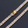 Mode-Iced Out Square CZ Zirconia Hip Hop Tennis ketting 4 6 mm Full Diamond Miami Rapper Choker Chains Sieraden Geschenken Wh2227