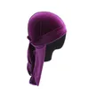 Velutum Pirate Durag Bonnet De Cheveux Avec Longue Queue Hip Hop Velours Chapeaux Crâne Casquette De Cyclisme Pour Adultes Hommes Femmes Couleur Unie Chapeau De Chimio