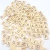 100pcsset ahşap alfabe scrabble fayansları el sanatları için siyah harfler