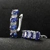 Wholesale-925 Sterling Silver Tanzanite Earrings for Women Blue Stone Fine Jewelry for Wedding Y18110110