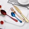 8 Colors high-grade cutlery flatware creative spoon fork knife teaspoon sets cutlery stainless steel flatware set kitchen accessories