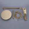 Brushed Gold Bathroom Shower Set 8-10Inch Rianfall Shower Head Faucet Wall Mounted Shower Arm Mixer Diverter