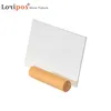 A6 Wood Menu Stand Home Picture Poster Frame Acryl Photo Holder Stand Houten Basis L Vorm voor Tabel Prijs Tag Display
