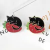 Gold Silver Cats Enamel Pin Fruit Berry Badge Brooch Bag Clothes Lapel pin Cartoon Animal Jewelry Gift for Cat fans Kids