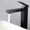 Zwarte kwaliteit messing badkamer kraan warm en koud dek gemonteerde mixer tap ware vierkante design wastafel waterkraan