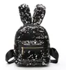 Kanin Paillette Backpack Mode Bag Shoulder Zipper Väskor Tjejväskor Färgglada Ryggsäckar