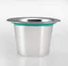 Cápsula de café reutilizable de acero inoxidable, filtro de café rellenable para Nespresso con cuchara de plástico, cepillo de limpieza, papel de aluminio