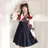 女性のための日本スタイルの着物drress taisho girl haoriファッション花柄のプリントトップとスカートの衣装アジアの服のcamelliaラブ