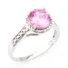 luckyshine solitaire ring retro for womans pink topaz wedding rings jewelry silver fashion lovely creative rings new r0062