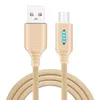 Умный интеллектуальный светодиодный цинковый сплав USB кабель полоса нейлон плетеный 2.1 A быстрая зарядка Micro USB type-c зарядное устройство кабель шнур для LG Huawei Samsung