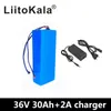 Liitokala18650 36V 30AH 25AH 20AH 15AH 12AH litiumbatteri Elektrisk cykelbatteri med 20A BMS + 42V laddare