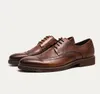 Shoes Brogue Genuine Vintage Men Leather Oxford Soft Bottom Lace-up Low Top Breathable Round Toe Fashion Party Shoes 58937