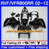 Kit för Honda Interceptor VFR800RR 02 08 09 10 11 12 258HM.28 VFR 800RR 800R VFR800 RR 2002 2008 2009 2010 2011 2012 Silver White Fairing